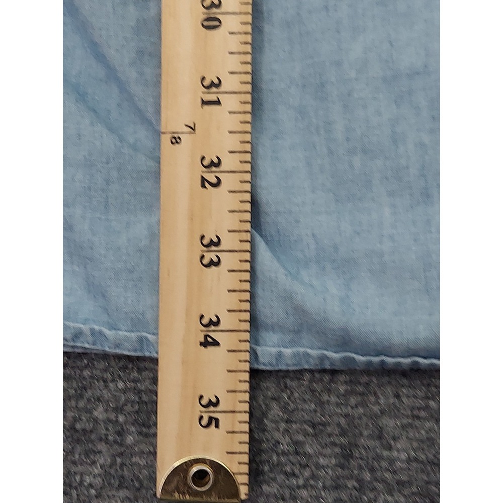 Baldwin Shirt Dress Womens Medium Blue Chambray Long Sleeve Button Up Pockets - Picture 8 of 12